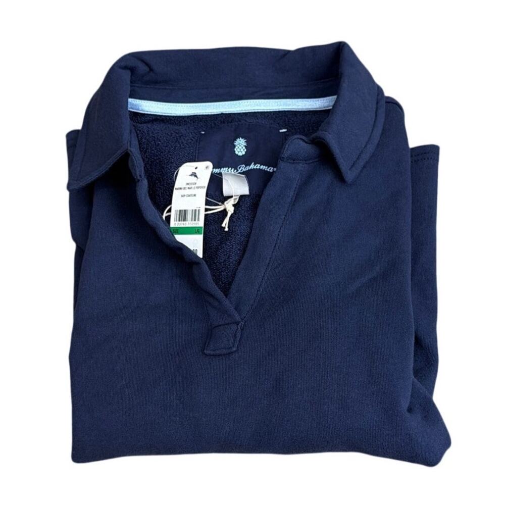 Tommy Bahama Marina Del Mar Popover Polo Shirt Women Large L Blue NWT